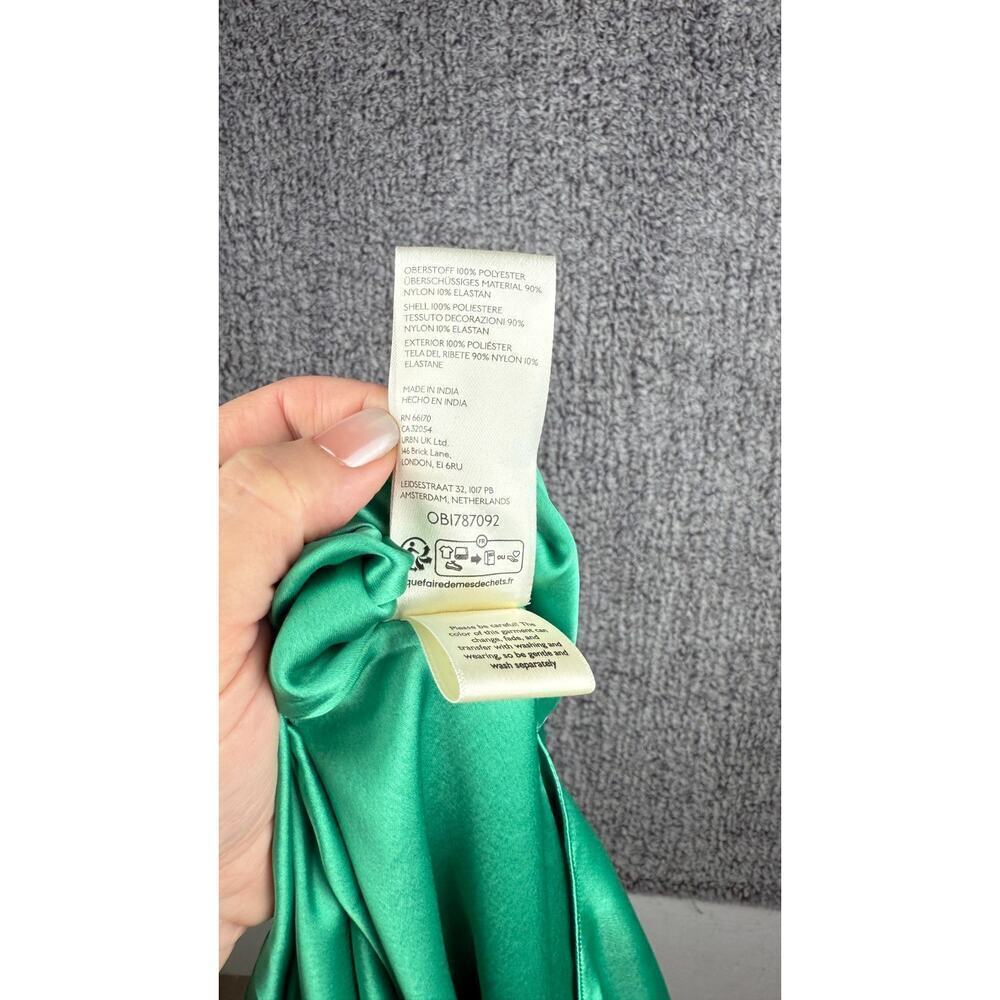 Free People Cooper Maxi Dress Size 10 Green Satin and Lace Short Sleeved - Picture 7 of 10